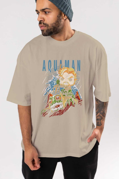 Aquaman Front Printed Emerald Green Oversize t-shirt Crew Neck cotton Men Women