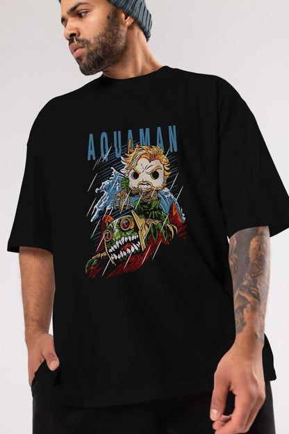 Aquaman Front Printed Emerald Green Oversize t-shirt Crew Neck cotton Men Women