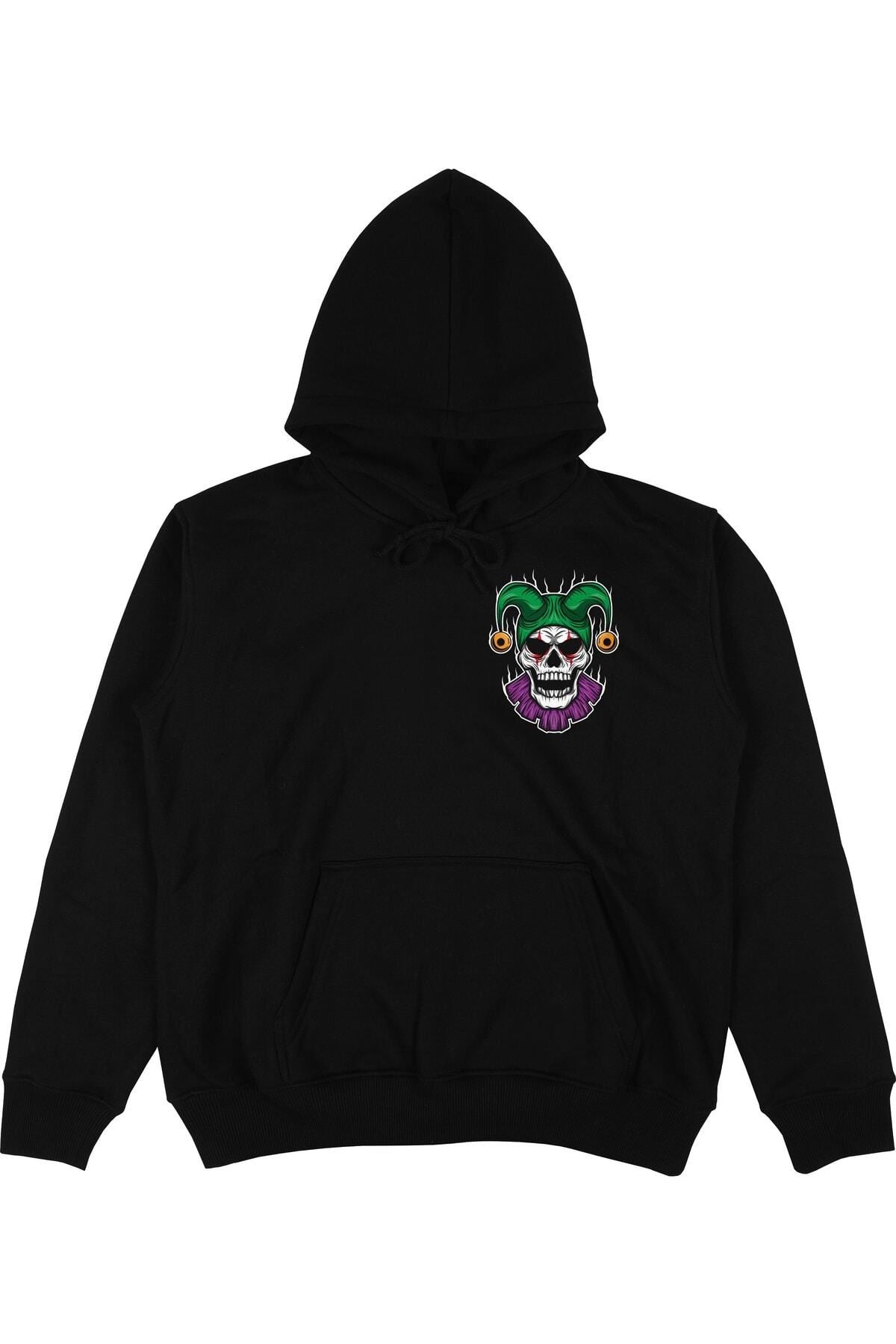 Skull Joker Black Oversize Unisex Hooded Sweatshirt Hoodie