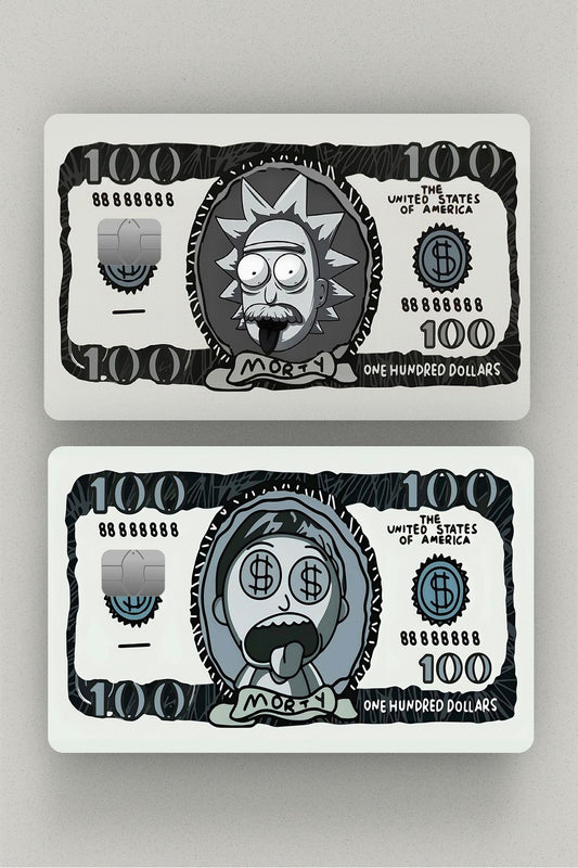 Pack of 2 Rick and Morty Dollar Credit Cards, Covering Sticker