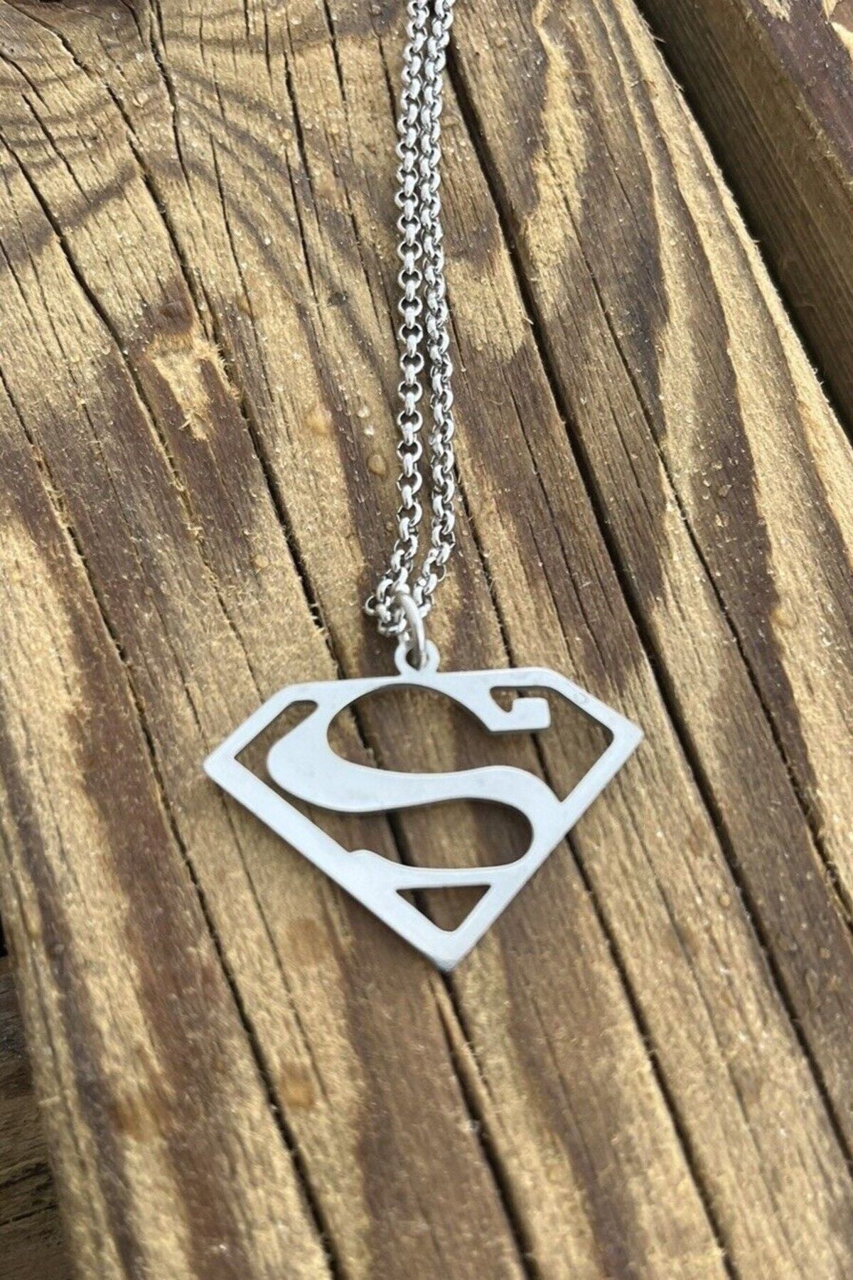 Stainless Steel Unisex Women Men Superman Necklace Tarnish Resistant