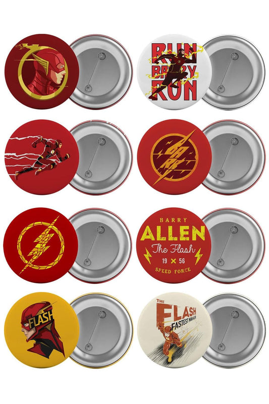 The Flash Bag Badge Set 8 Pieces Largest Size 5.8cm Pin Brooches