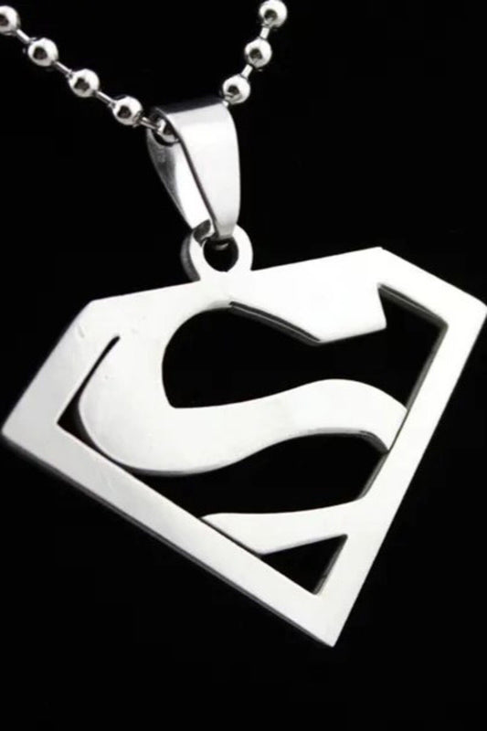 Stainless Steel Unisex Women Men Superman Necklace Tarnish Resistant