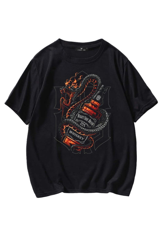 Unisex Black Jack Daniels Printed Oversize T-Shirt