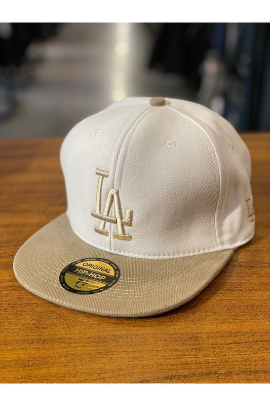 La Lakers Embroidered White Beige Color Hiphop Snapback Rapper Basket Cap Hat