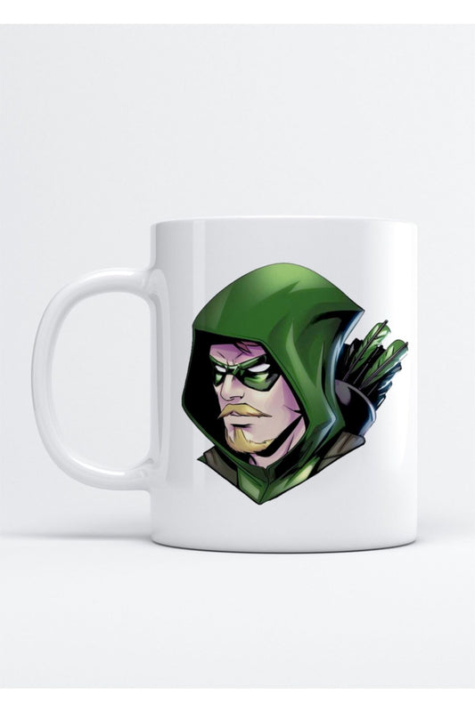 Green Arrow Printed Porcelain Mug