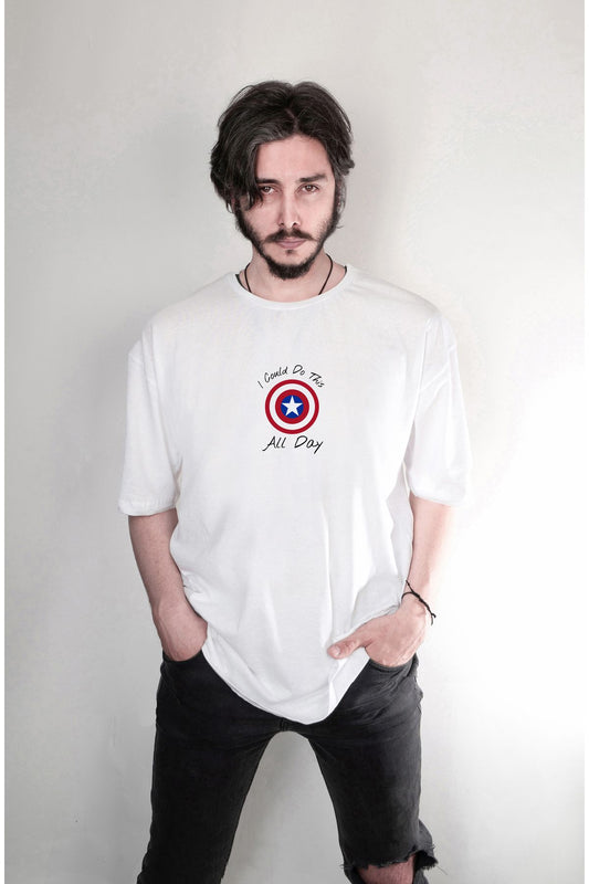 Marvel Captain America Captain America Special Design Printed Oversize White T-Shirt