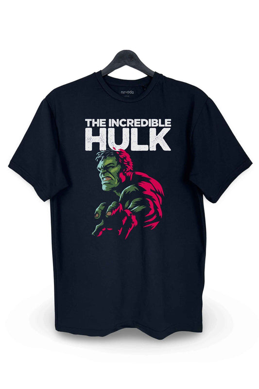 Incredible Hulk Printed Loose Fit Crew Neck Unisex T-Shirt Black