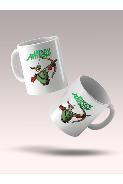 Green Arrow Printed Gift Porcelain Mug