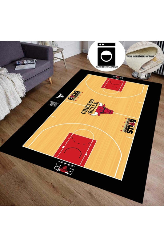 Nba Themed Basketball Court Shaped Carpet