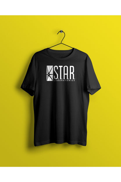 Unisex Black The Flash Star Laboratories Printed T-shirt