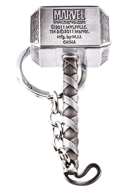 Marvel Avengers Thor's Hammer - Metal Thor Hammer Figured Keychain - Silver Color