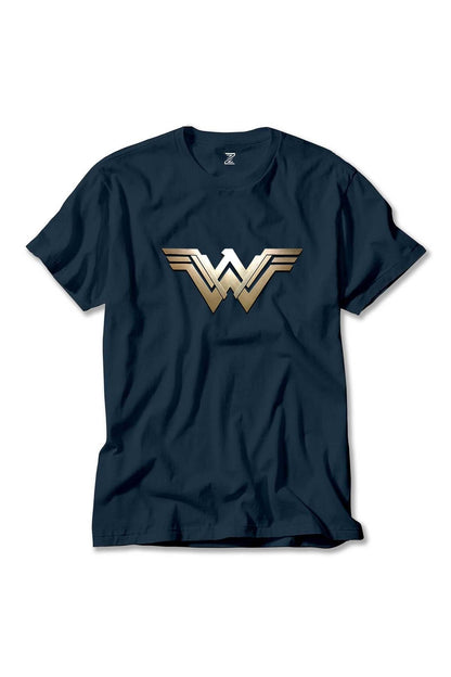 Wonder Woman Metal Logo Navy Blue T-Shirt