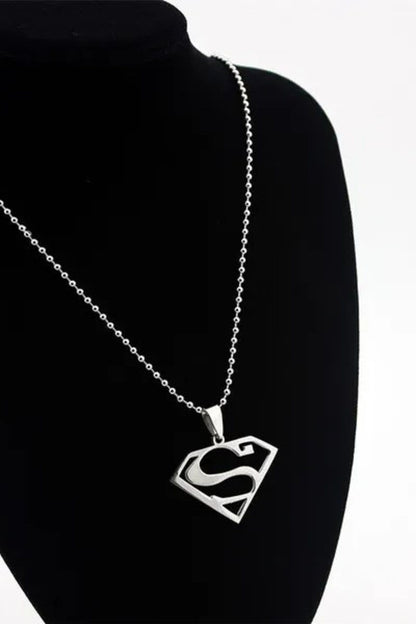 Stainless Steel Unisex Women Men Superman Necklace Tarnish Resistant