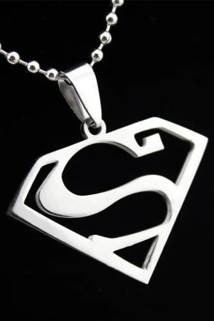 Stainless Steel Unisex Women Men Superman Necklace Tarnish Resistant