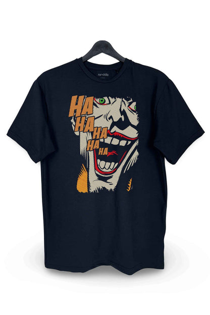 Joker Ha Ha Ha Printed Loose Fit Crew Neck Unisex T-Shirt Black