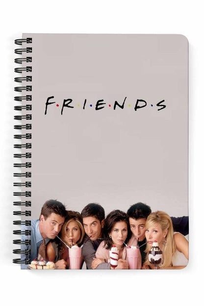 Friends Printed Spiral Wooden Cover Notebook 15x20 Cm