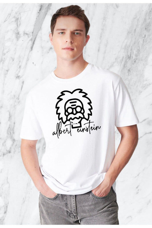 Men's Albert Einstein Design White Regular T-Shirt