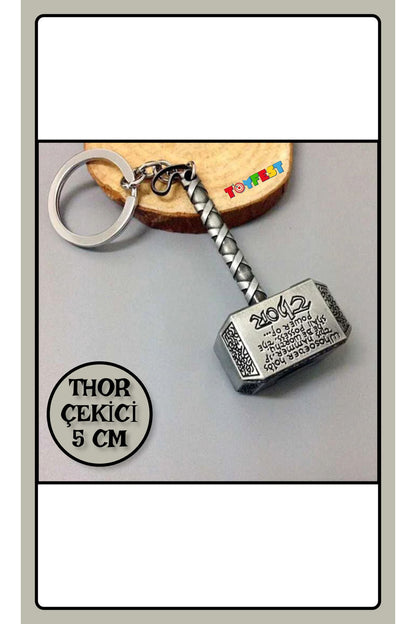 Marvel Avengers Thor's Hammer - Metal Thor Hammer Figured Keychain - Silver Color