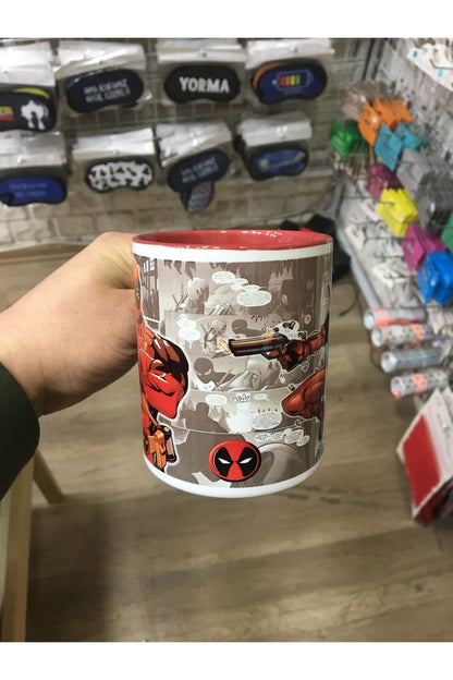 Superhero Deadpool character printed colorful mug cup