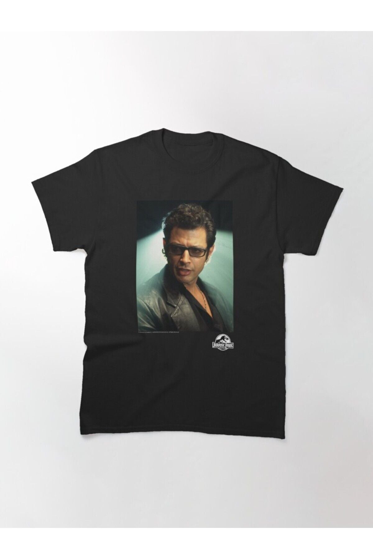 Oversize Unisex Jurassic Park Dr. Ian Malcolm Backlit Distressed Vintage Portrait Printed Tshirt