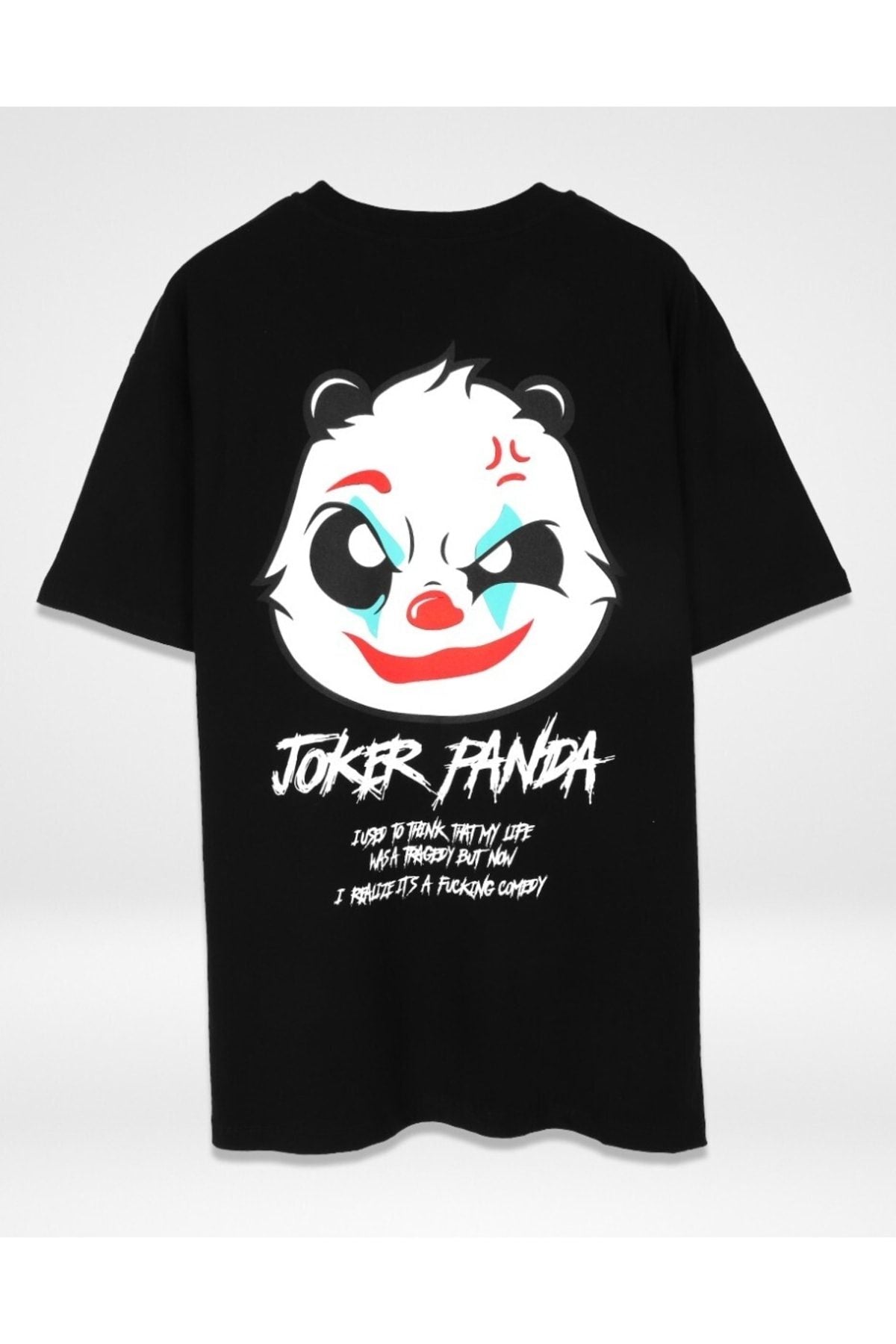 Joker Panda Back Printed Black Oversize Unisex Tshirt