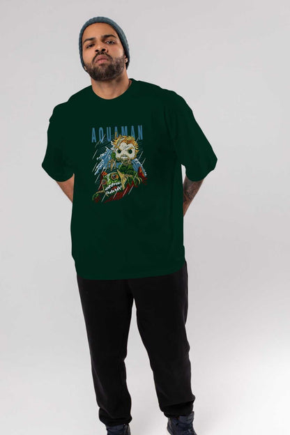 Aquaman Front Printed Emerald Green Oversize t-shirt Crew Neck cotton Men Women