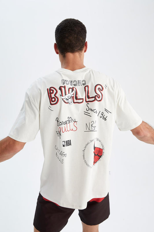 Fit Nba Chicago Bulls Licensed Oversized Crew Neck Cotton T-Shirt