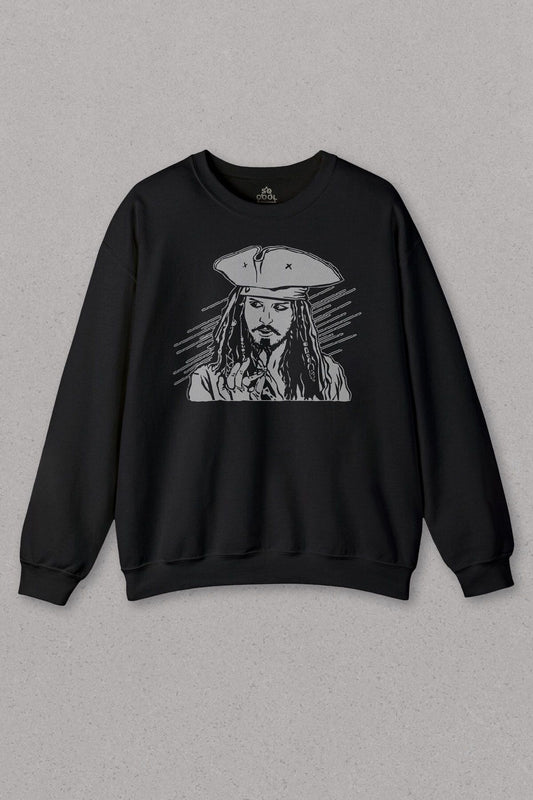 Black Sweatshirt Pirates Of The Caribbean Printed Unisex Sweat