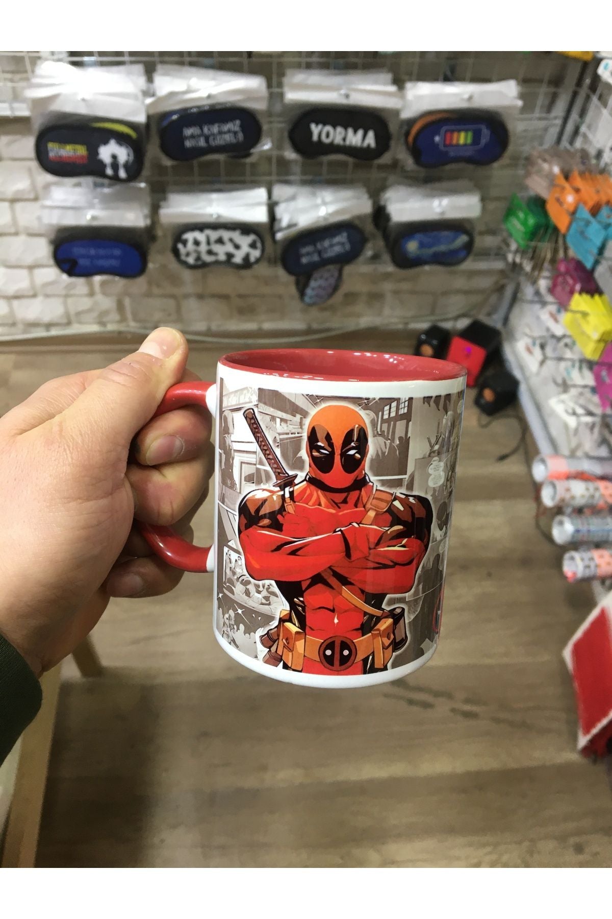 Superhero Deadpool character printed colorful mug cup