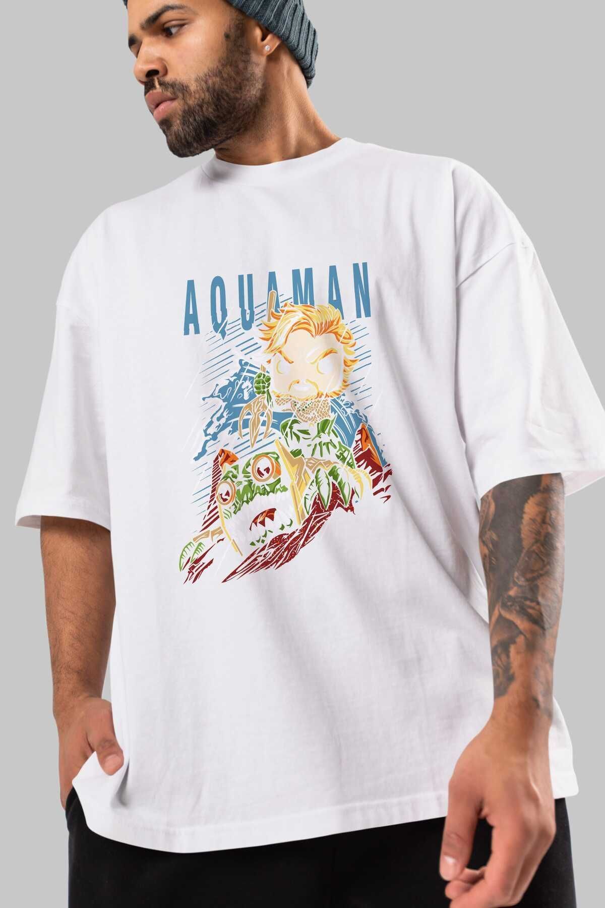 Aquaman Front Printed Emerald Green Oversize t-shirt Crew Neck cotton Men Women