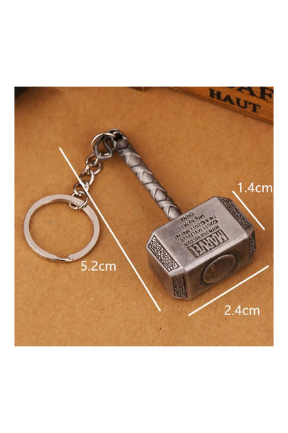 Marvel Avengers Thor's Hammer - Metal Thor Hammer Figured Keychain - Silver Color