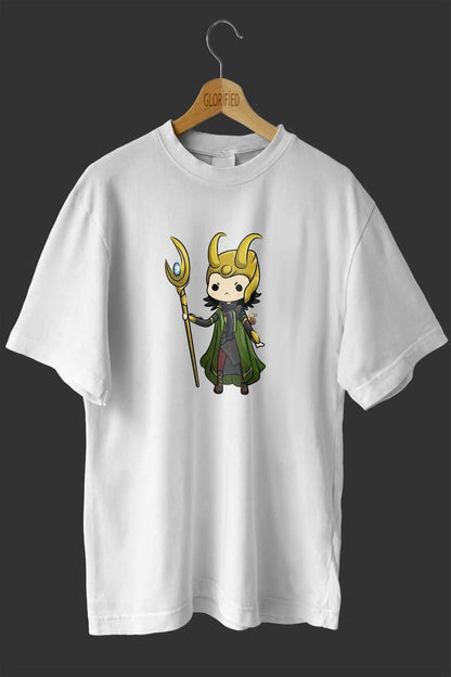 Cute God of Mischief Loki Design Printed Oversize T-shirt (T-Shirt)