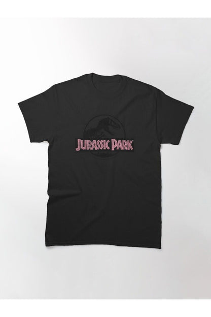 Oversize Unisex Jurassic Park Distressed Black Pink Classic Movie Printed Tshirt