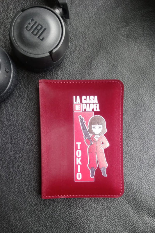 La Casa De Papel Tokyo Vegan Leather Passport Cover Burgundy Color