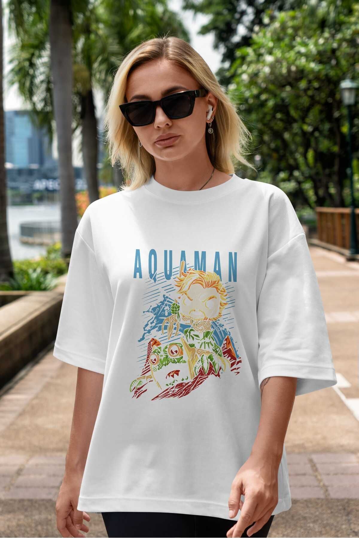 Aquaman Front Printed Emerald Green Oversize t-shirt Crew Neck cotton Men Women