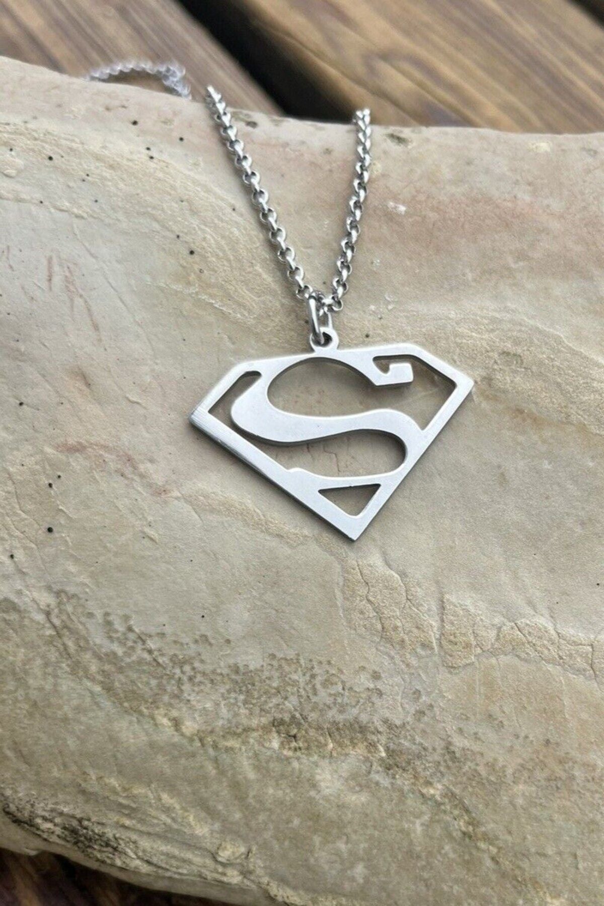 Stainless Steel Unisex Women Men Superman Necklace Tarnish Resistant