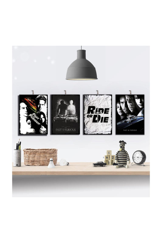 Fast And Furious Wooden Painting Set of 4