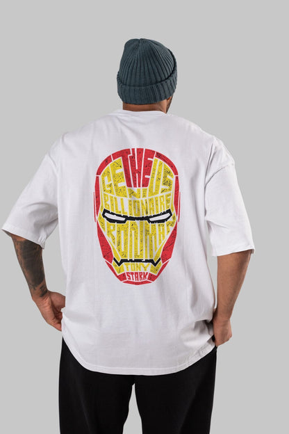 Iron Man Back Printed Black Oversize T-shirt Unisex Men's Women's Crew Neck