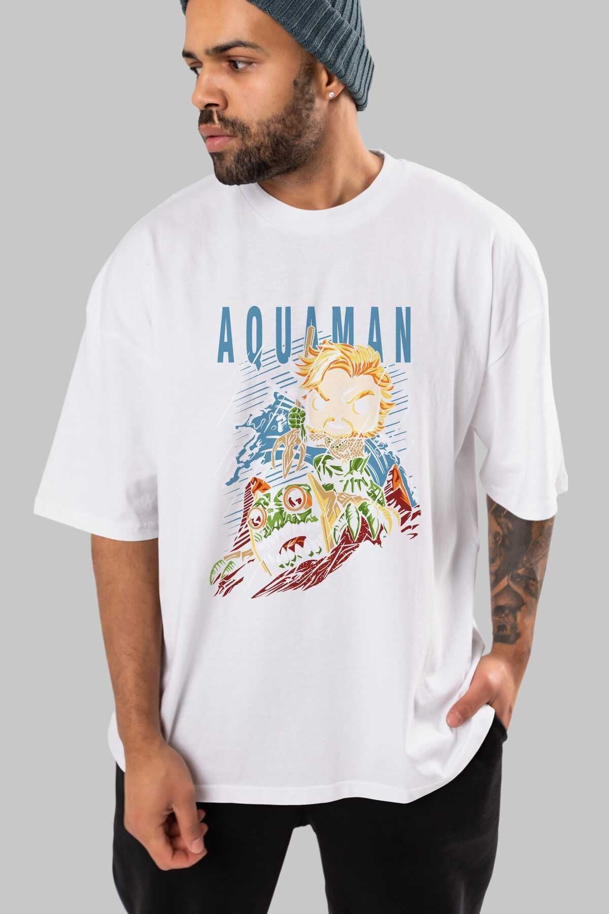 Aquaman Front Printed Emerald Green Oversize t-shirt Crew Neck cotton Men Women