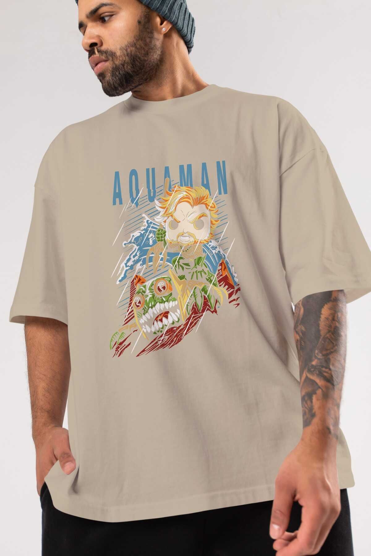 Aquaman Front Printed Emerald Green Oversize t-shirt Crew Neck cotton Men Women