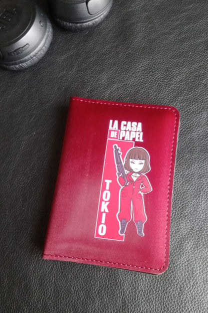 La Casa De Papel Tokyo Vegan Leather Passport Cover Burgundy Color