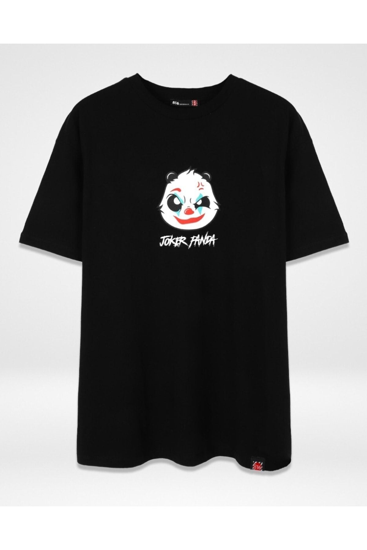 Joker Panda Back Printed Black Oversize Unisex Tshirt