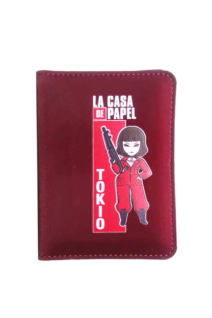 La Casa De Papel Tokyo Vegan Leather Passport Cover Burgundy Color